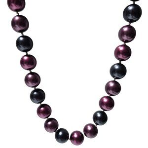 Elegant Retro Purple Black Beaded Necklace Crystal Accented Magnetic Clasp Women